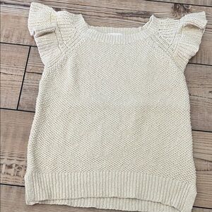 bohme Cream Knit Ruffle Sleeve Tank Top